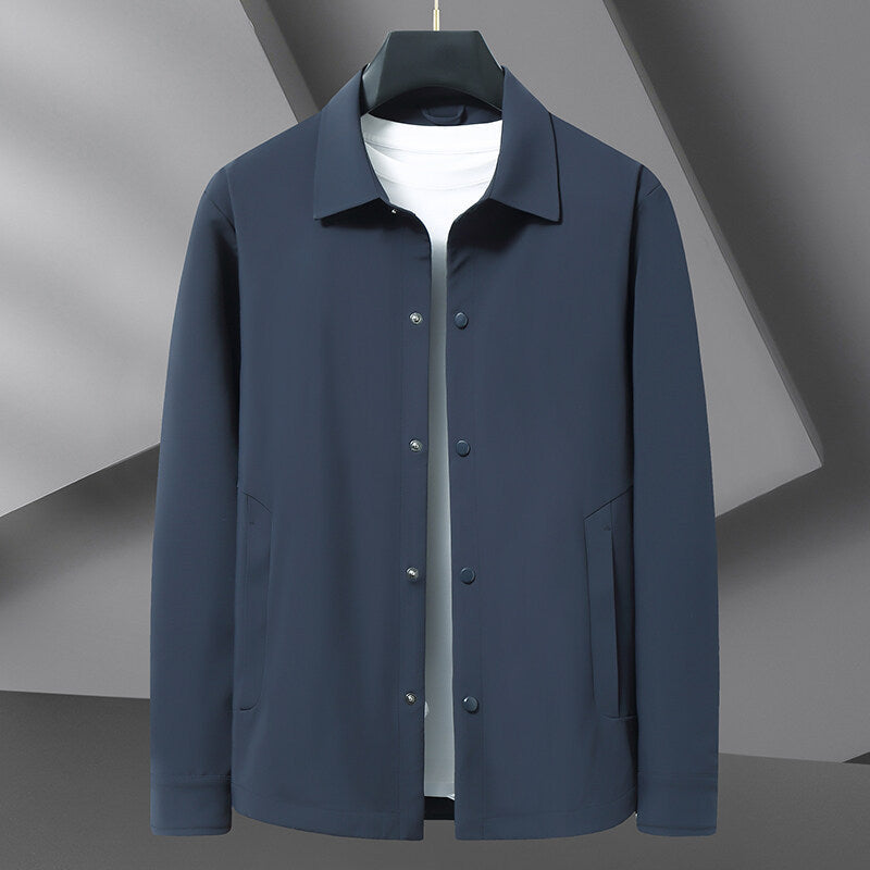 Men's versatile snap-front shirt jacket for casual comfort. Ideal layering piece and everyday outerwear.
