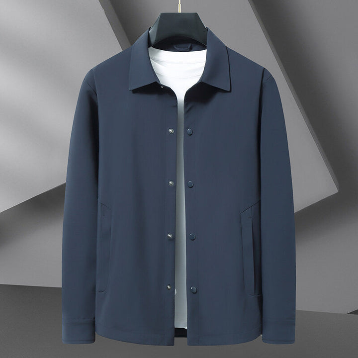 Men's versatile snap-front shirt jacket for casual comfort. Ideal layering piece and everyday outerwear.