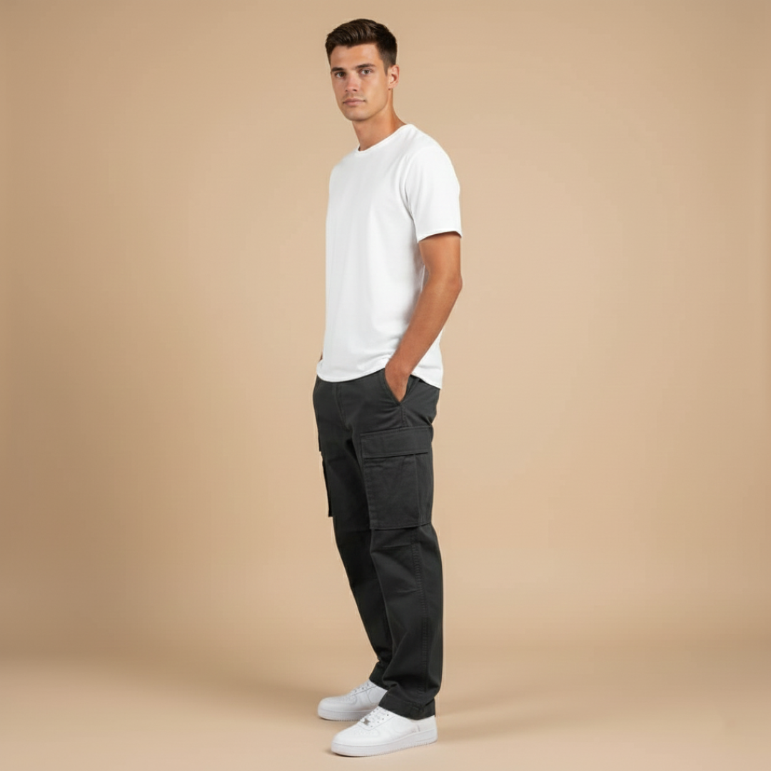 Versatile men's straight leg cargo pants for multiple occasions, featuring tactical utility pockets & adjustable hem.