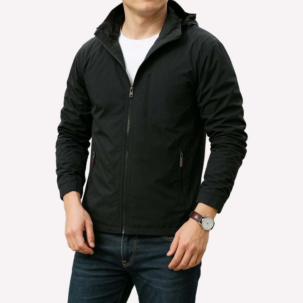 Comfortable men's everyday jacket, a lightweight transitional outerwear for changing seasons.