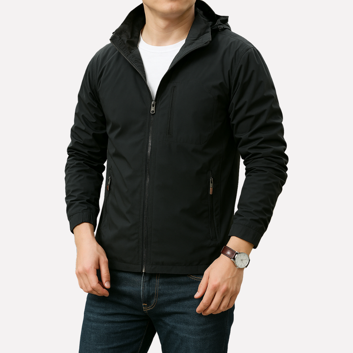 Comfortable men's everyday jacket, a lightweight transitional outerwear for changing seasons.