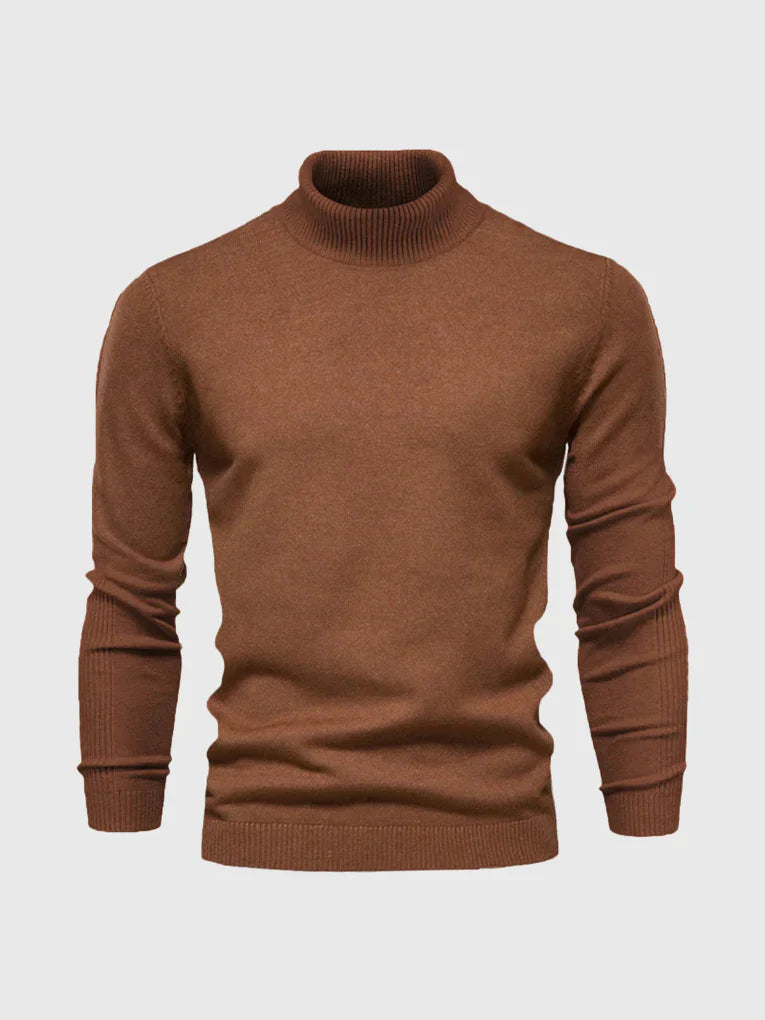Men's long sleeve turtleneck sweater, a versatile wardrobe staple for casual to formal outfits.