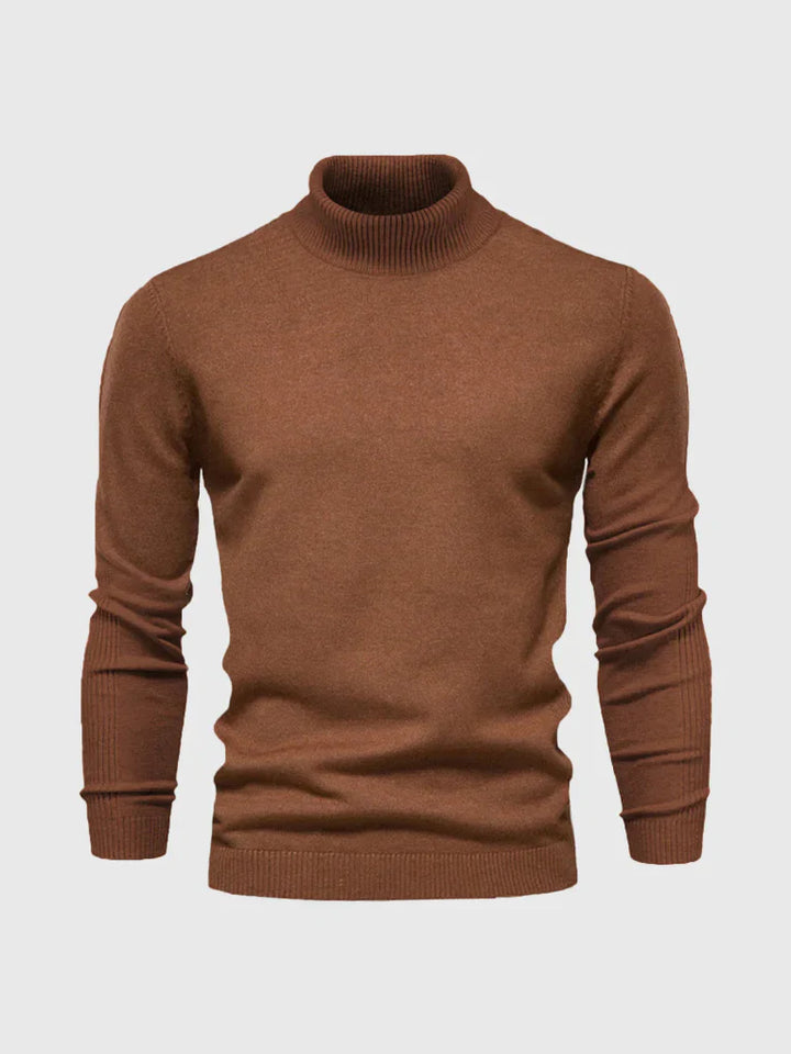 Men's long sleeve turtleneck sweater, a versatile wardrobe staple for casual to formal outfits.