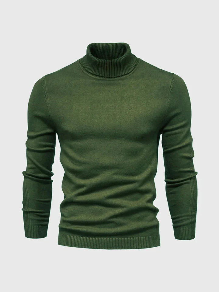 Smart men's turtleneck sweater. Washable, great for layering under blazers for a polished look.