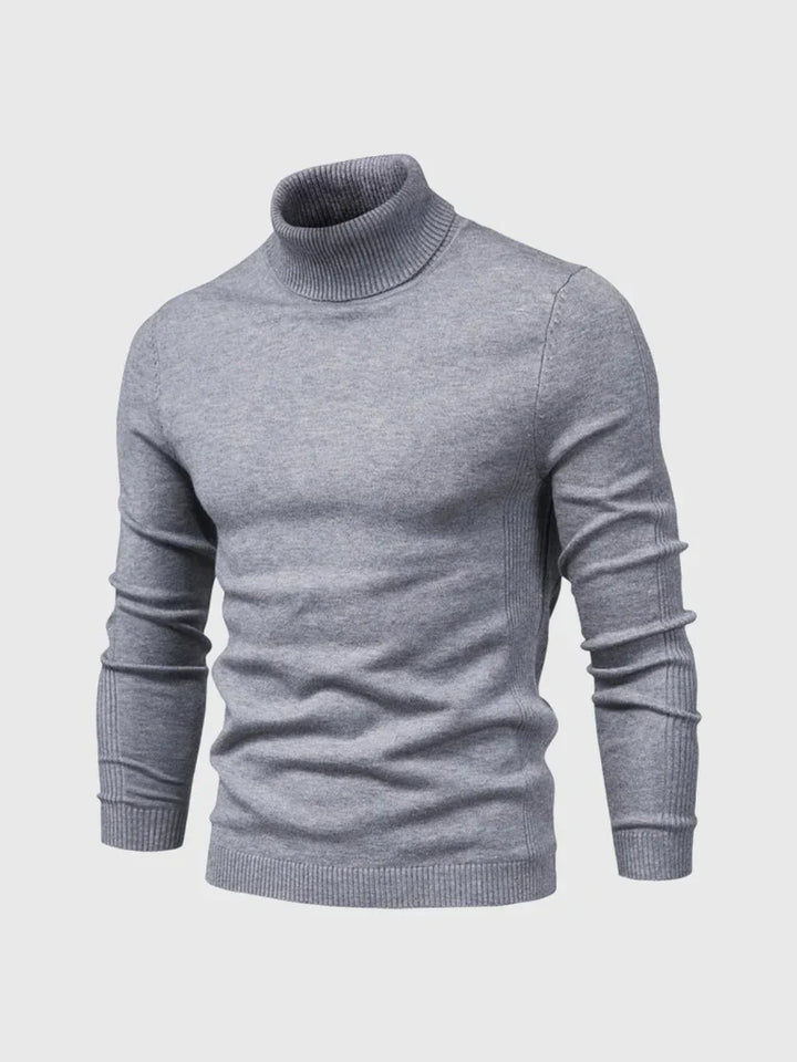 Cozy men's turtleneck sweater for winter warmth. Versatile and washable long sleeve design.