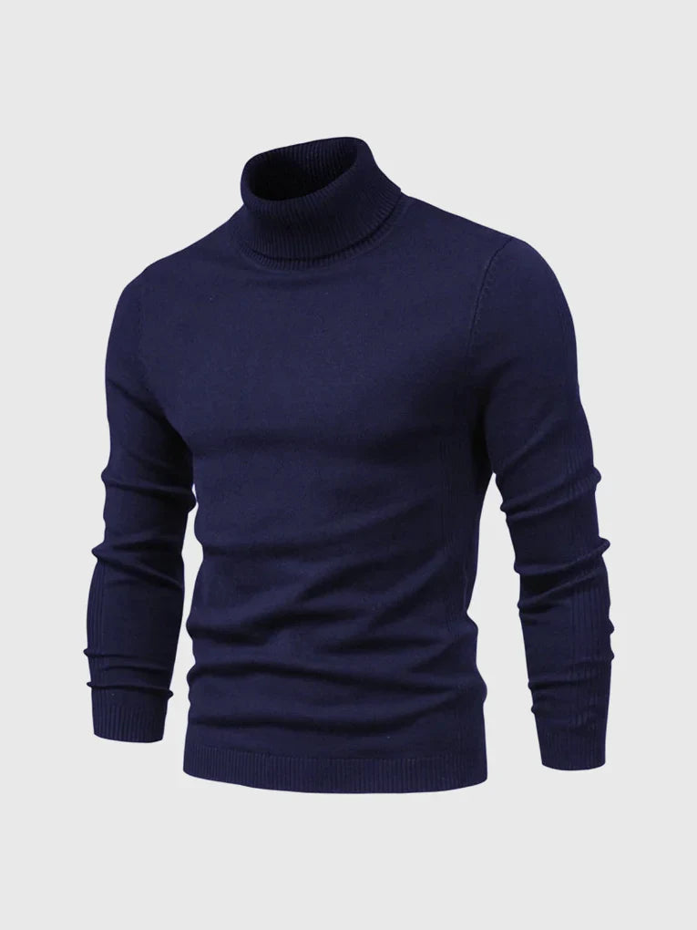 Men's fashion turtleneck sweater. Washable, long sleeve top for versatile casual & formal styling.