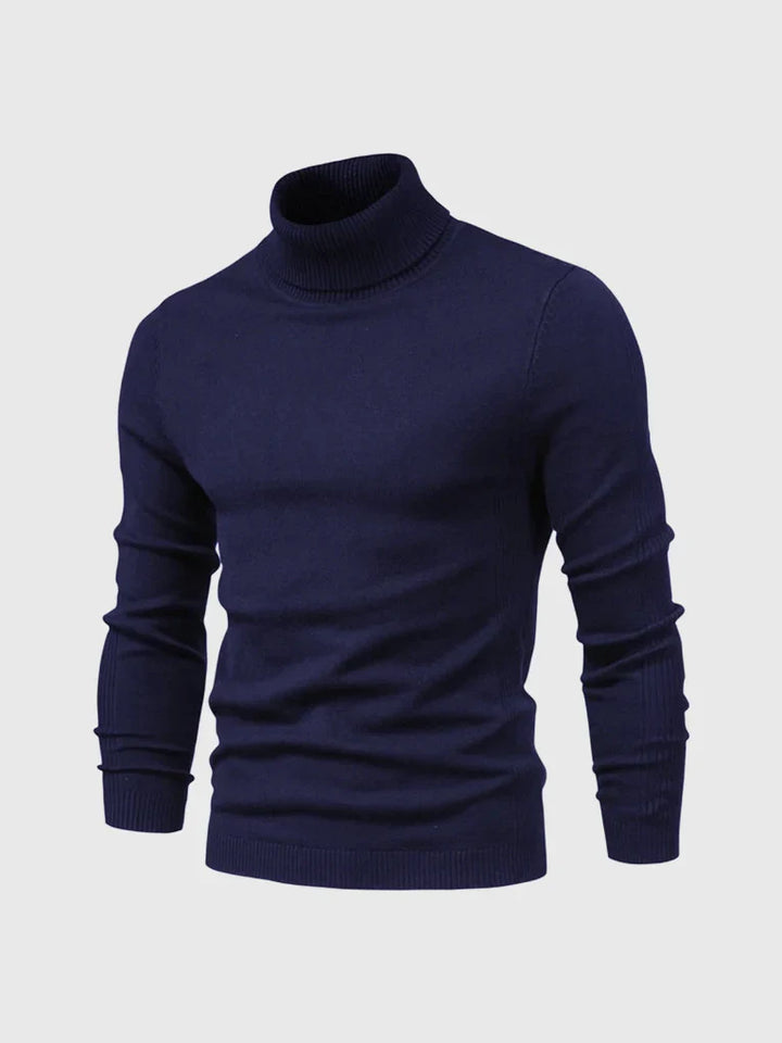 Men's fashion turtleneck sweater. Washable, long sleeve top for versatile casual & formal styling.