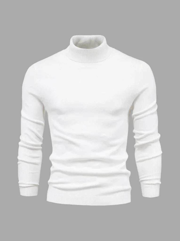 Durable men's turtleneck sweater. Washable and ideal for layering in various smart casual settings.