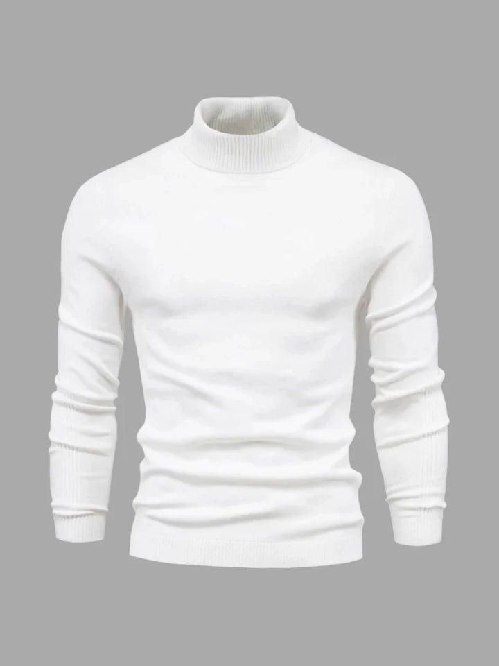 Durable men's turtleneck sweater. Washable and ideal for layering in various smart casual settings.