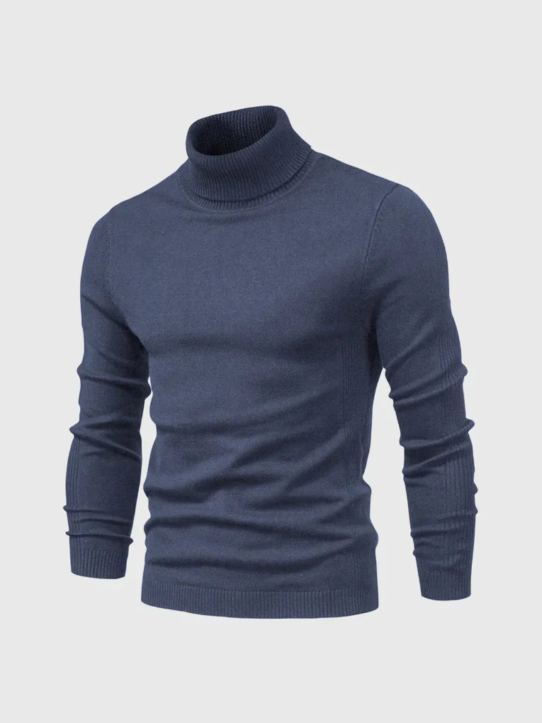 Classic men's turtleneck sweater. Washable, versatile long sleeve top for various occasions.
