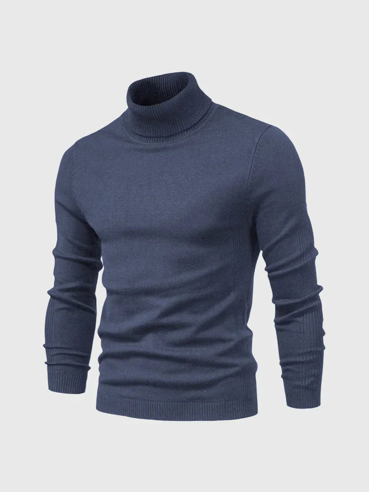 Classic men's turtleneck sweater. Washable, versatile long sleeve top for various occasions.