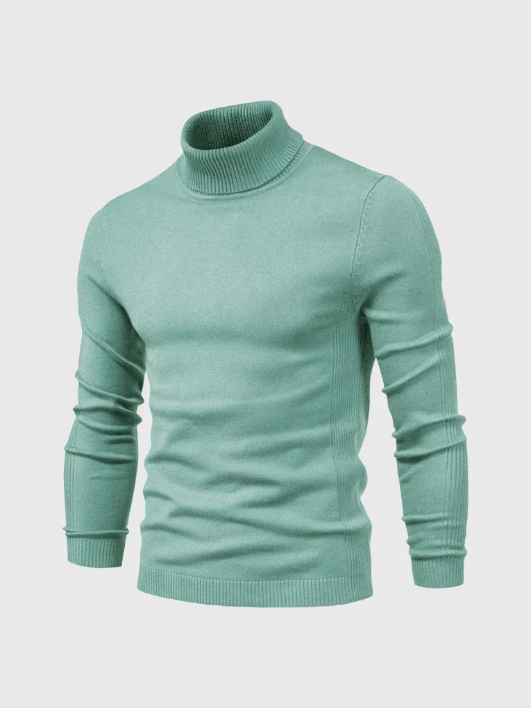 Comfortable men's long sleeve turtleneck sweater, ideal for winter layering & everyday style.