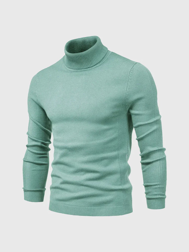 Comfortable men's long sleeve turtleneck sweater, ideal for winter layering & everyday style.