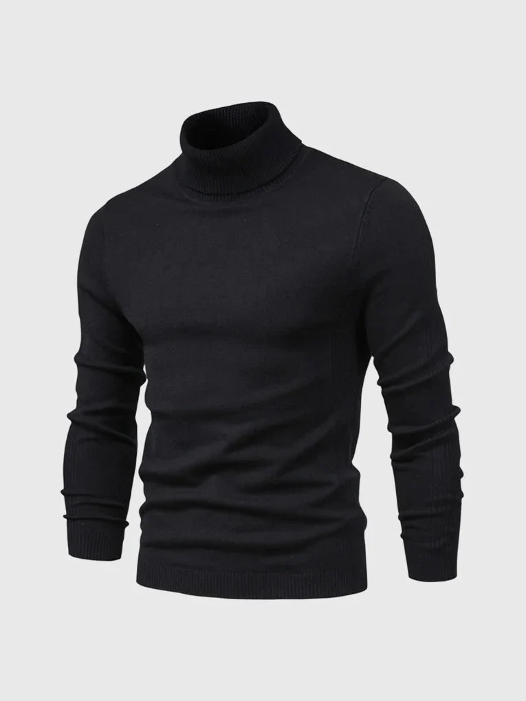 Elegant men's washable turtleneck sweater, suitable for smart casual and business attire.