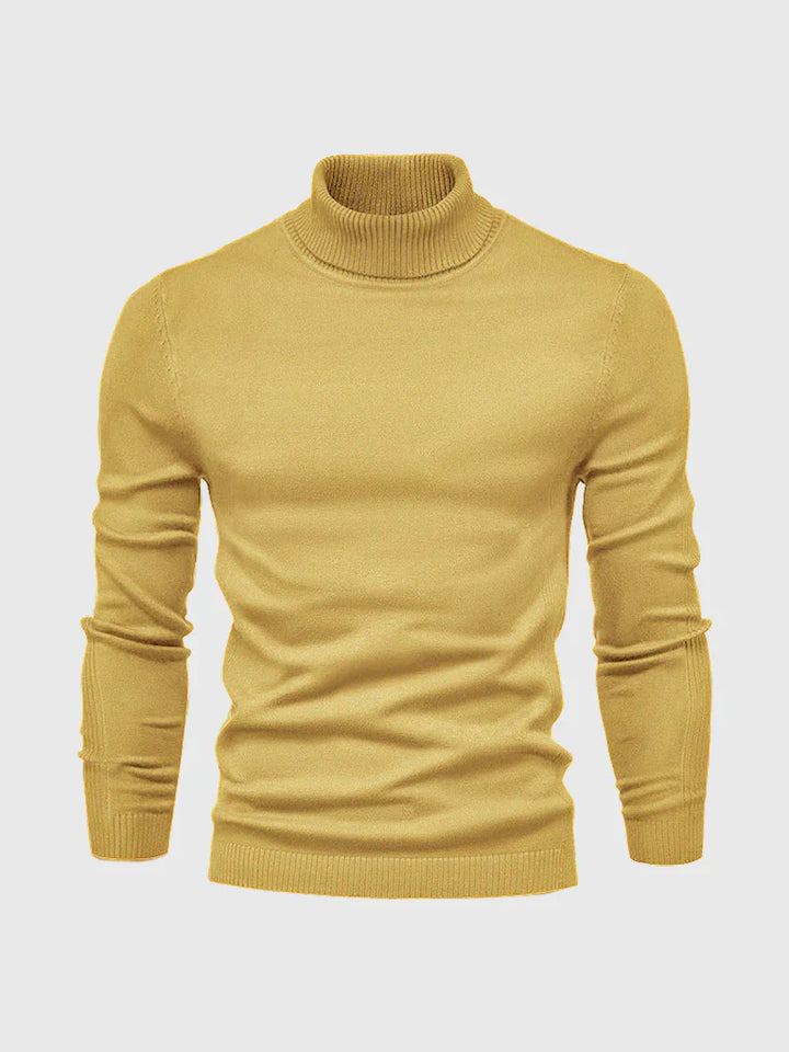 Premium men's turtleneck sweater. Versatile long sleeve top for casual or formal winter outfits.