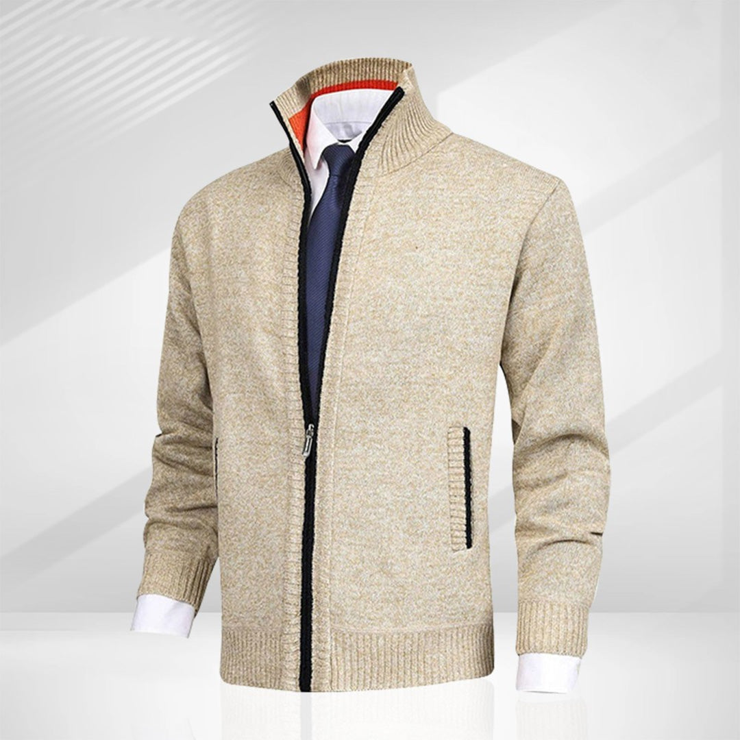 Men's versatile zip-up jacket with stand collar, perfect for everyday casual wear and men's fashion.