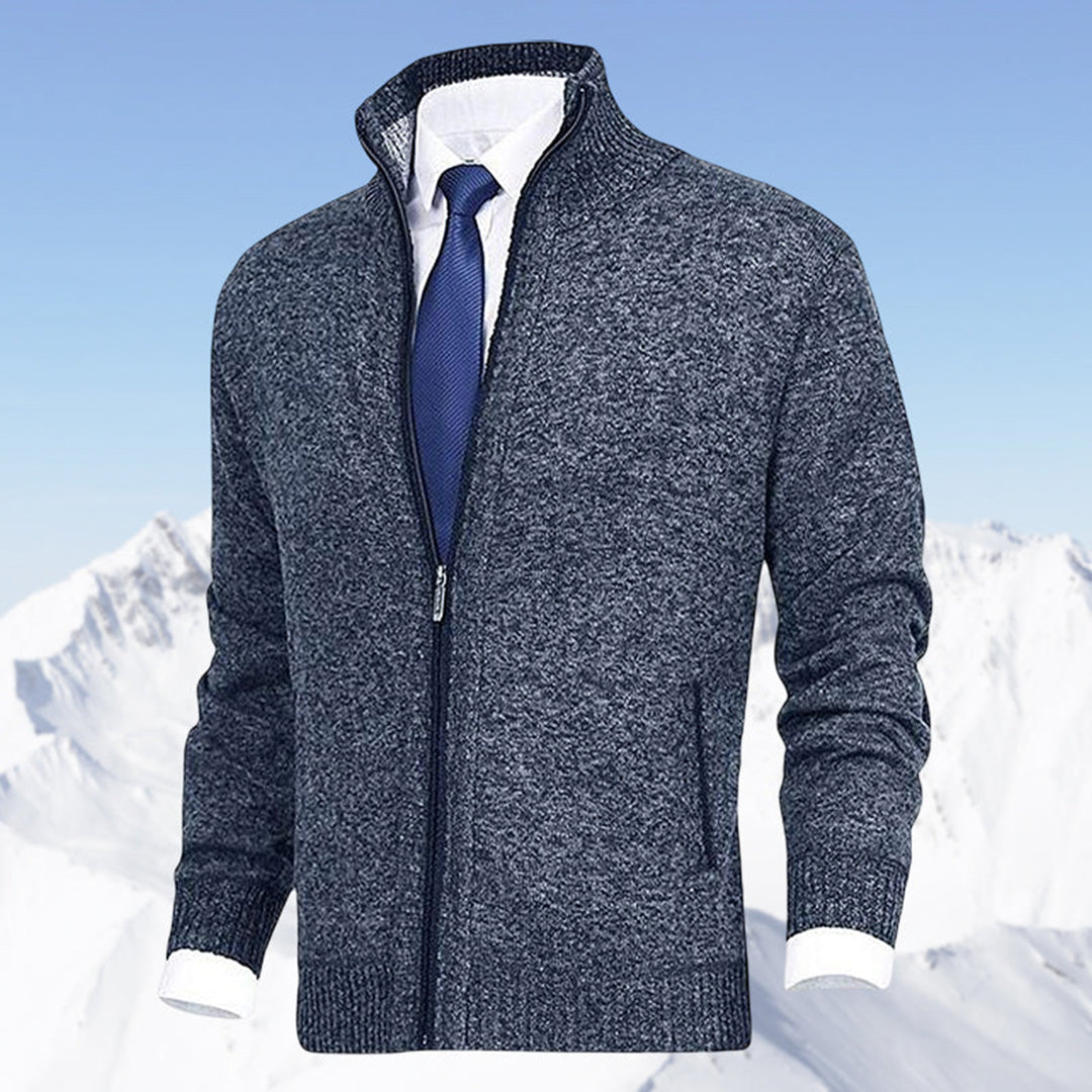 Lightweight men's zip-up jacket, ideal casual outerwear with a stand collar for versatility and comfort.