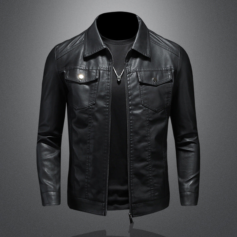 Comfortable fit men's leather jacket, perfect for daily wear and fashion.