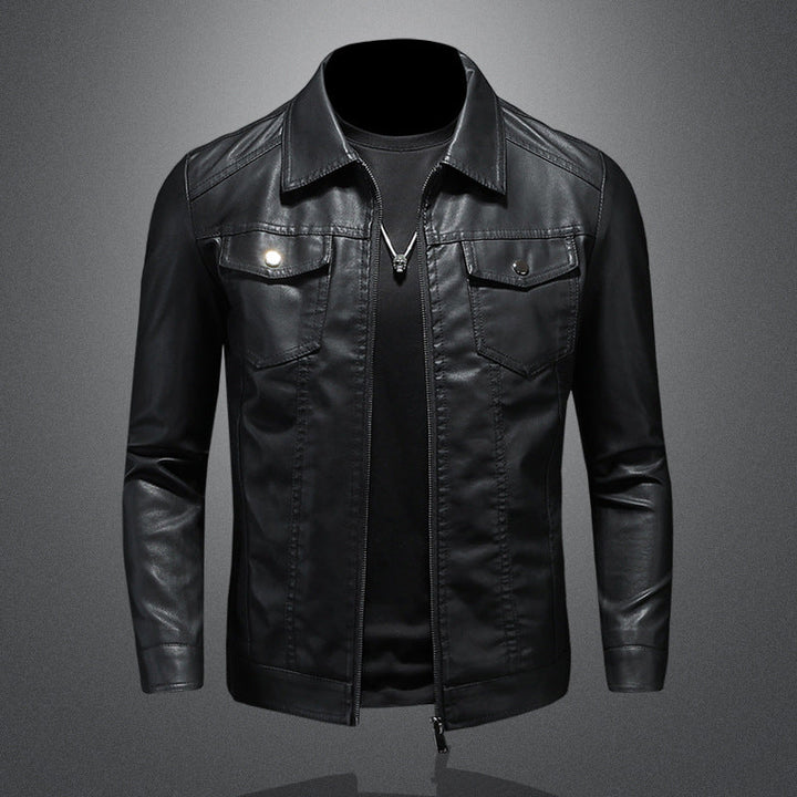Comfortable fit men's leather jacket, perfect for daily wear and fashion.