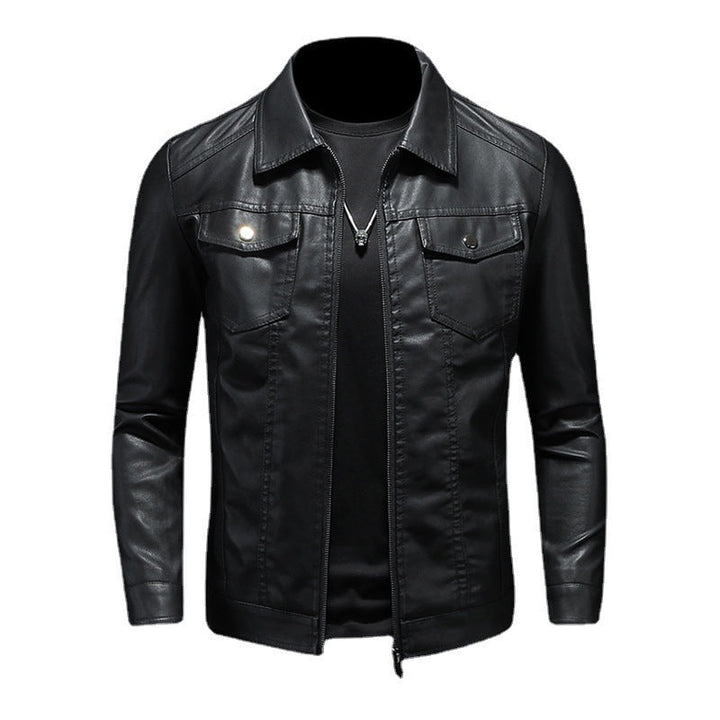 Durable men's vintage style leather jacket, offering classic and timeless appeal.