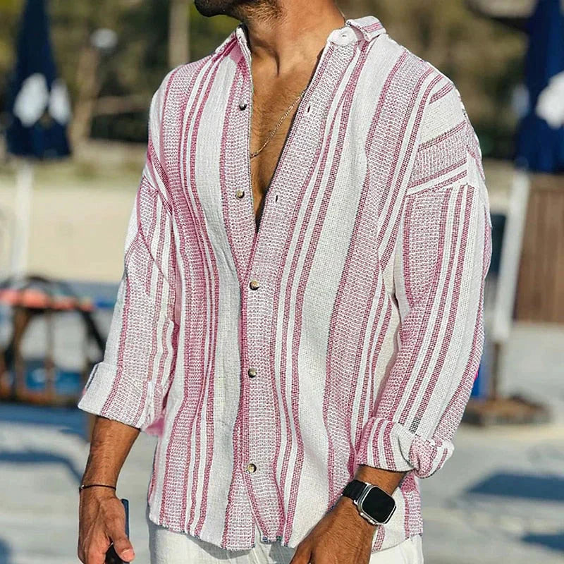 Lightweight men's striped shirt, perfect for smart casual summer everyday wear