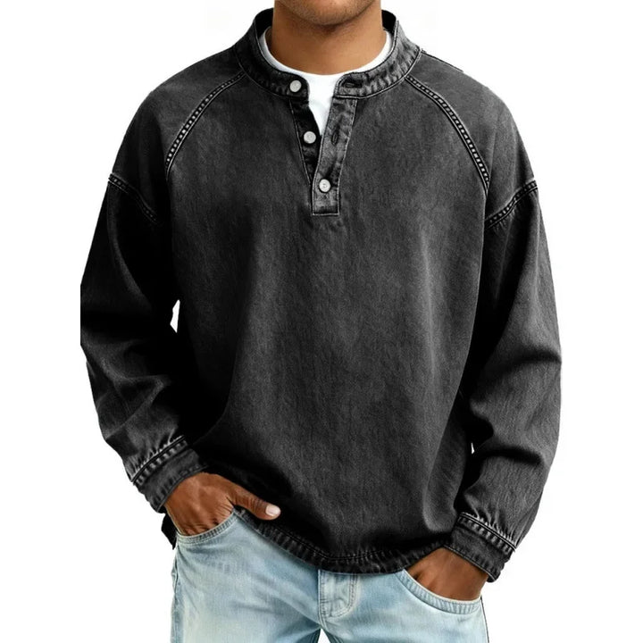 Classic men's vintage long sleeve button shirt for a relaxed, everyday look. Essential men's fashion.