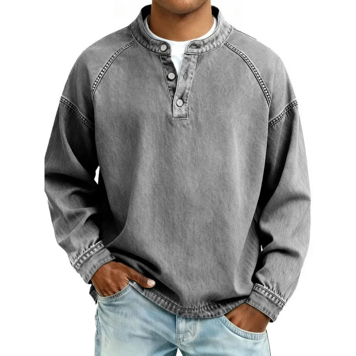 Classic men's long sleeve button-up shirt in a vintage style, a versatile wardrobe essential for men.