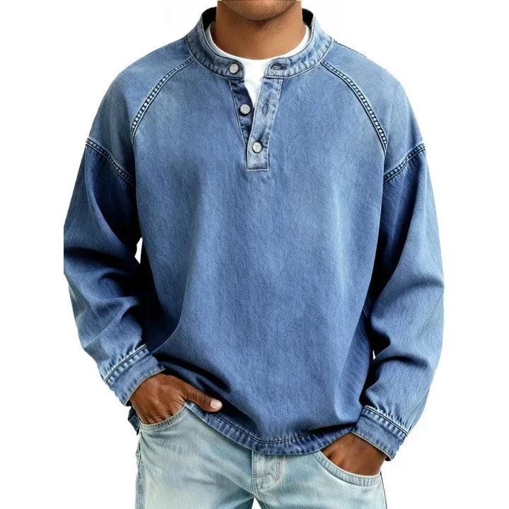 Men's vintage button-up long sleeve shirt, perfect for a timeless casual fall look.