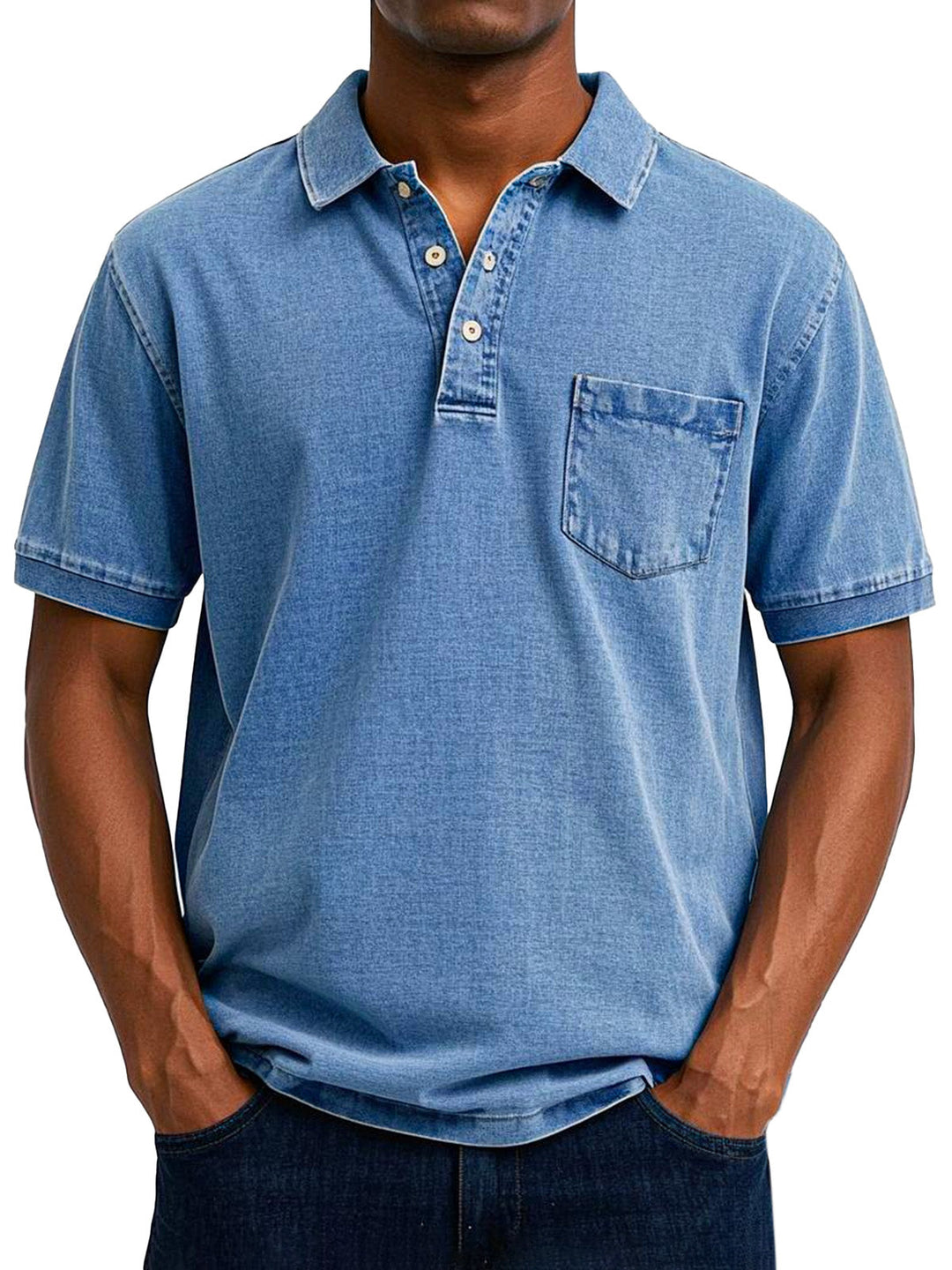 Men's vintage casual polo shirt, short sleeve, retro style for everyday comfort.