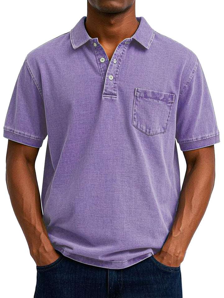 Timeless men's vintage button-up polo, comfort fit, ideal for a stylish casual wardrobe.