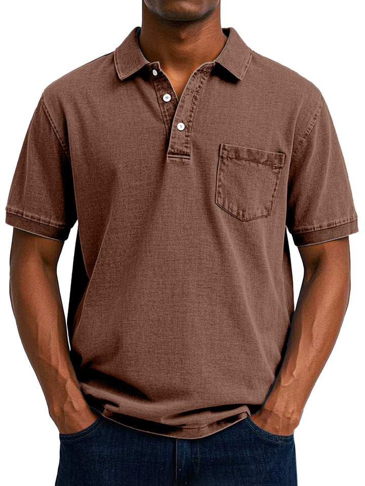 Men's casual polo shirt, short sleeve, classic retro style for everyday fashion.