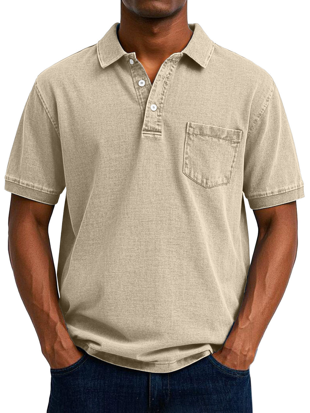 Breathable cotton polo shirt for men, great for warm weather.