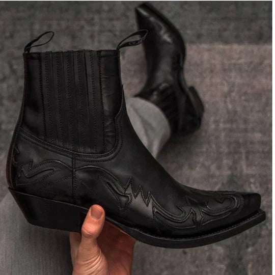 Men's Vintage Cowboy Boots with Intricate Stitching
