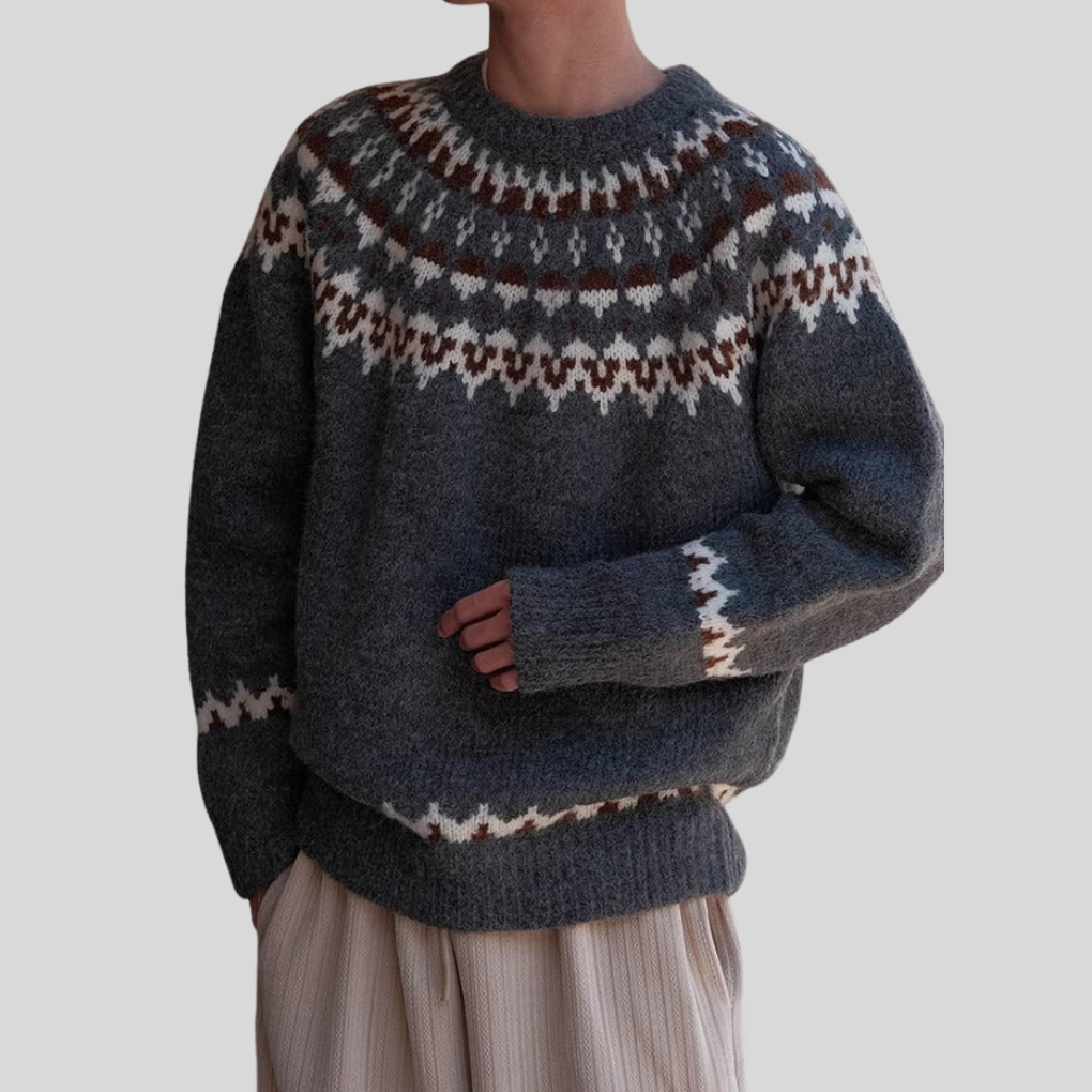 Men's vintage crewneck sweater in retro style, perfect for casual layering.
