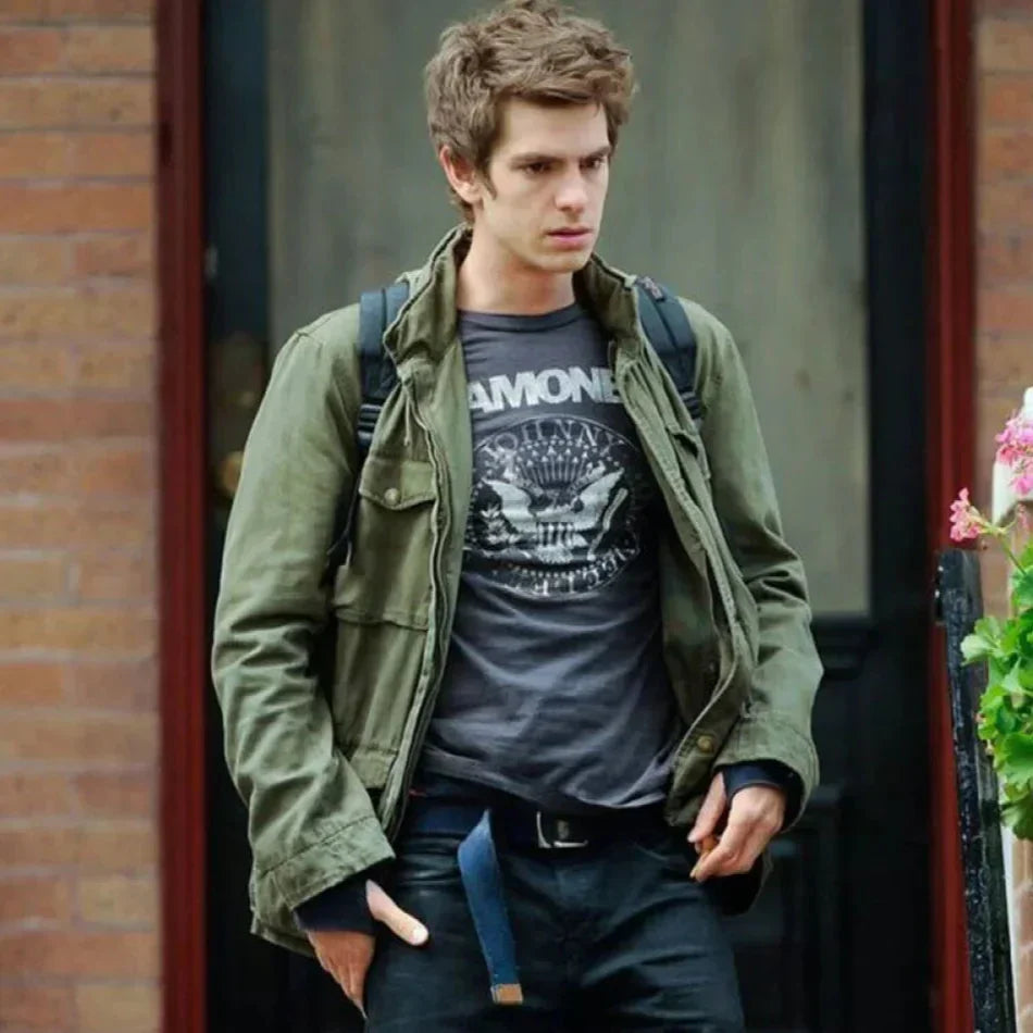 Men's vintage black field jacket. Stylish and rugged outerwear with an adjustable waist feature.