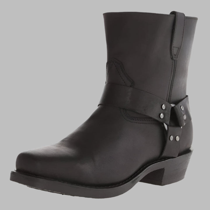 Comfortable men's ankle western boots in distressed brown leather, perfect for smart casual wear.