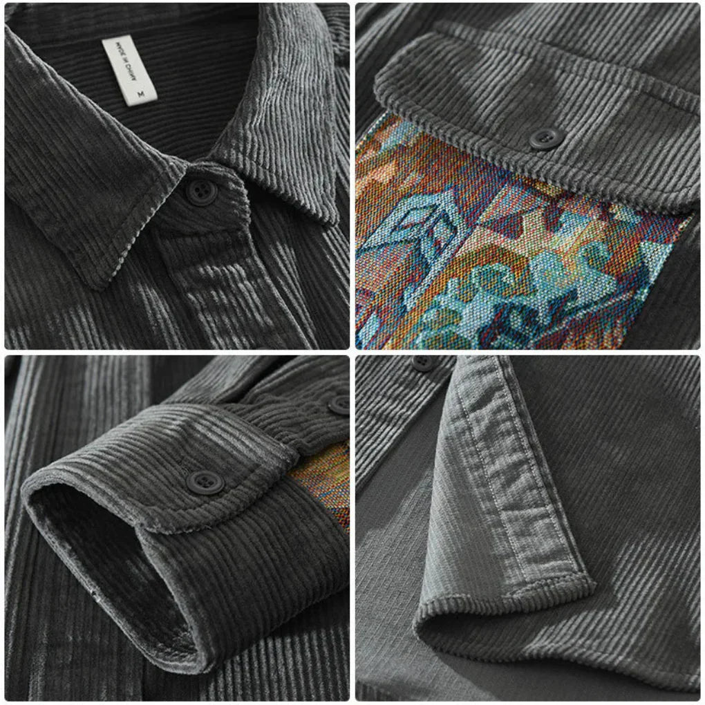 Timeless men's long sleeve vintage shirt. Classic button-down, versatile for semi-formal and casual fashion looks.