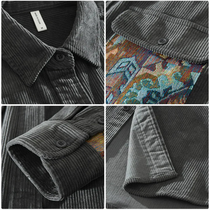 Timeless men's long sleeve vintage shirt. Classic button-down, versatile for semi-formal and casual fashion looks.