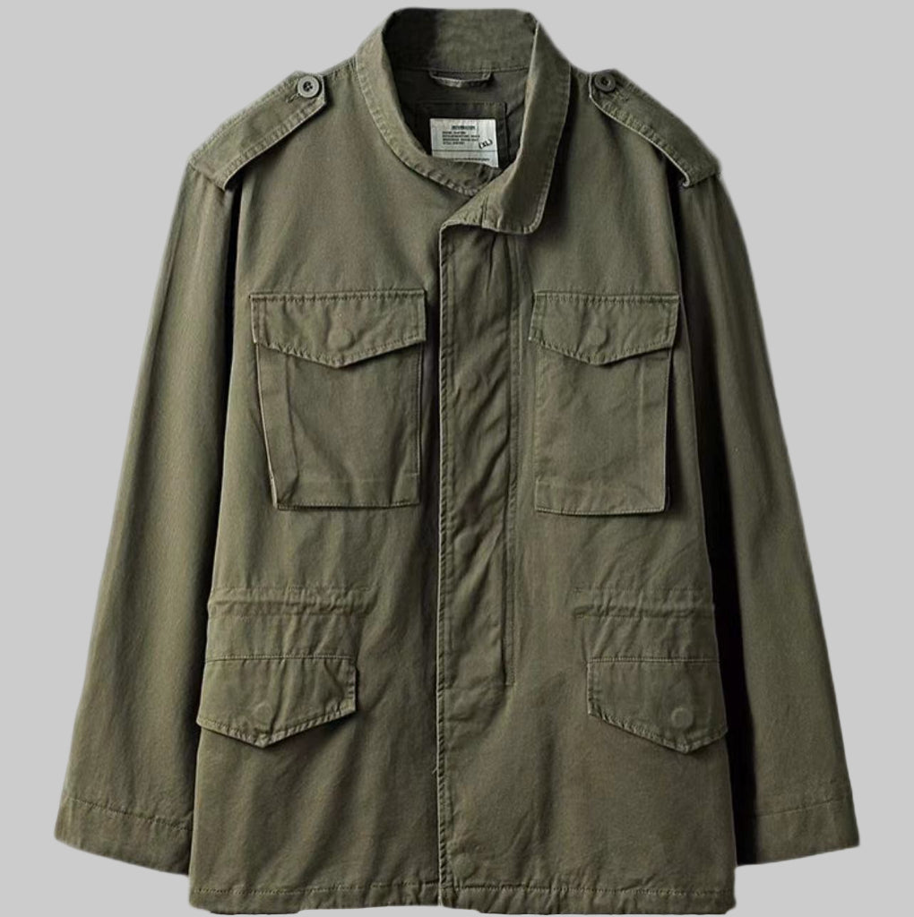 Classic men's all-season military field jacket, vintage-inspired design for rugged comfort & everyday style.