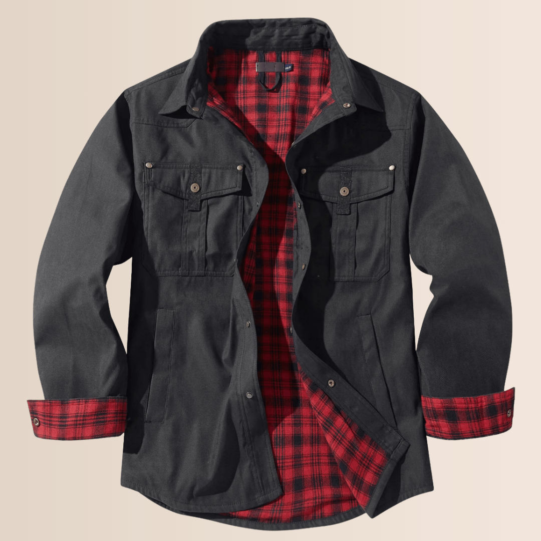 Casual men's vintage plaid shirt jacket. Western style, comfortable and versatile layering piece for all seasons.