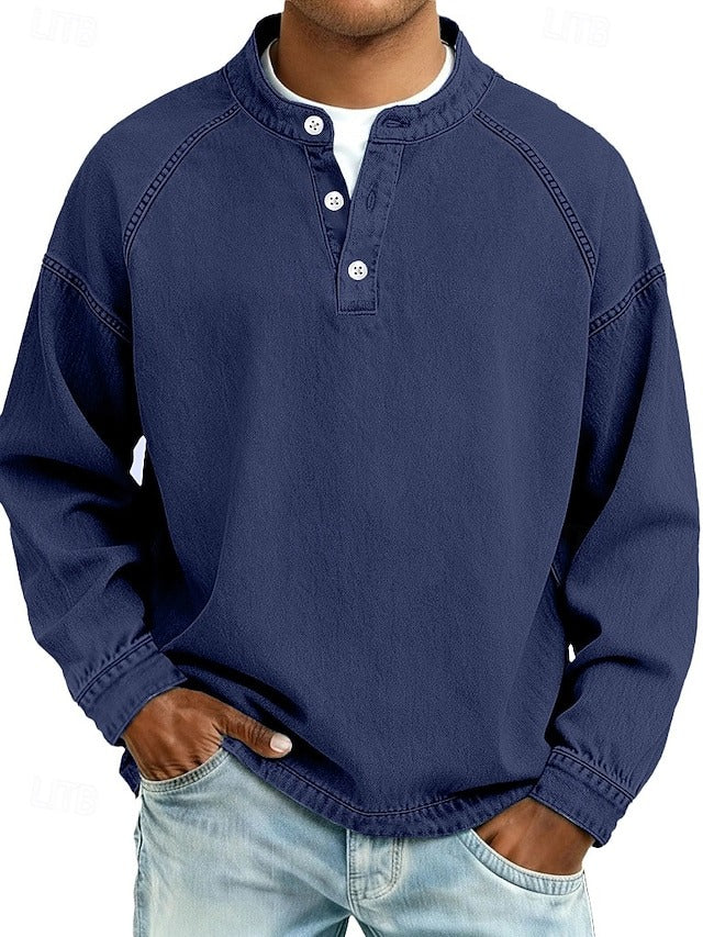 Elegant men's vintage style long sleeve casual shirt, a retro classic for modern men's everyday fashion.