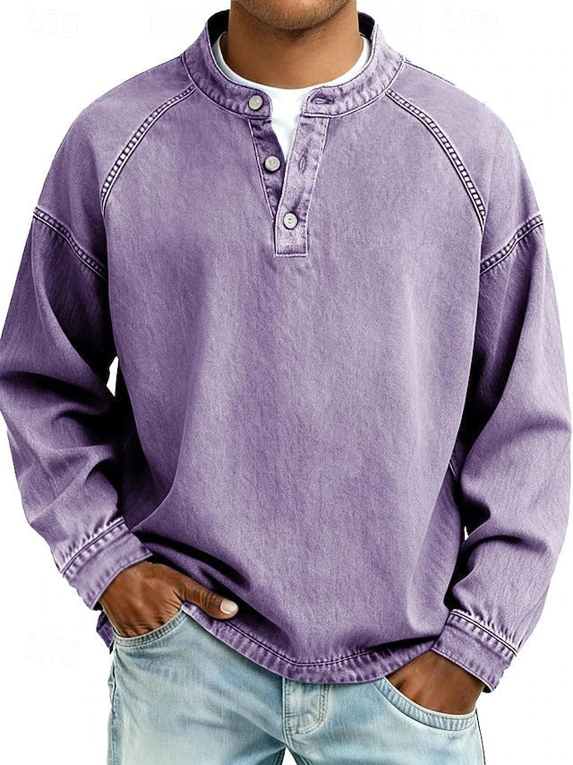 Men's vintage long sleeve casual shirt featuring unique retro patterns for a distinctive style.