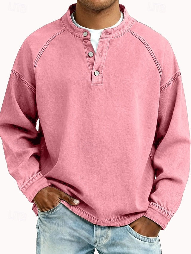 Men's casual long sleeve shirt, vintage style with a comfortable fit for a fashionable retro outfit.