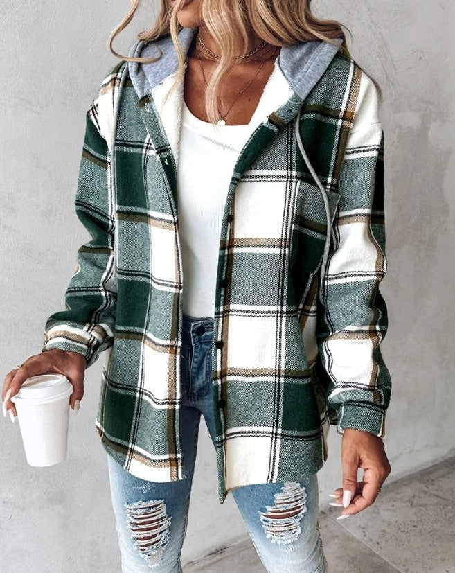Men's Wanderer flannel shirt jacket, hooded for casual everyday comfort and versatile layering.