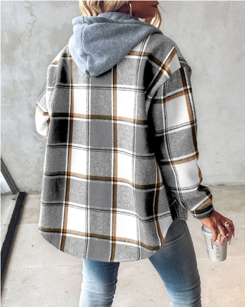 Men's hooded flannel shirt jacket, ideal casual outerwear for comfortable, versatile layering.