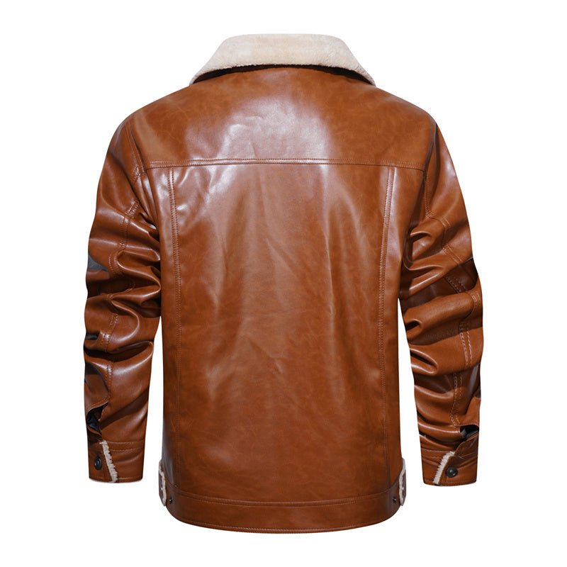 Comfortable men's button-down sherpa jacket. Ideal for casual outerwear, offering warmth & style in fall/winter.