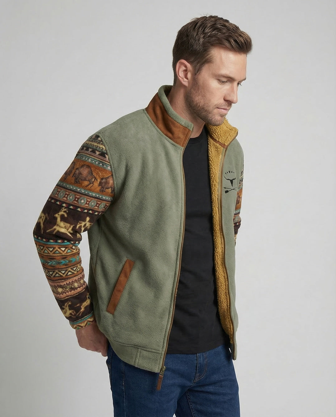 Cozy fleece jacket for men, perfect for casual wear and travel.