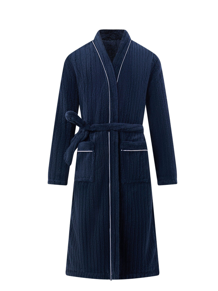 Men's warm fleece winter bathrobe, soft & cozy morning robe for ultimate comfort and relaxation.