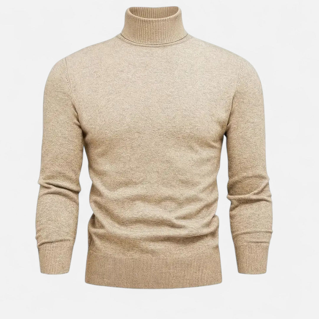 Men's warm high-neck pullover sweater, perfect for winter and autumn casual comfort.
