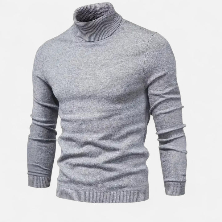 Men's long-sleeve warm high-neck pullover sweater, a cozy essential for cold autumn & winter days.